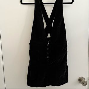 Free People black velvet overall dress